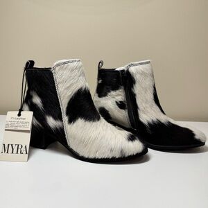 Myra Bags Neotron Hair-on Cowhide Ankle Boots – Block Heel 
NWT